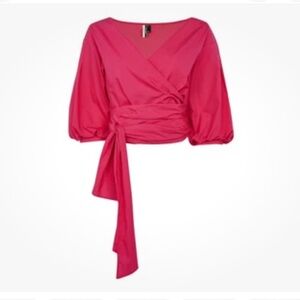 Topshop Pink Puffsleeve Wrap Top sz. 4